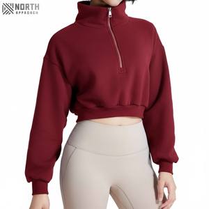 Latest Design Fashionable 100% Cotton Pullover Cropped Hoodie For Women Custom Logo Breathable New <b>Crop</b> <b>Top</b> For Girls Front Logo - Product Image 1