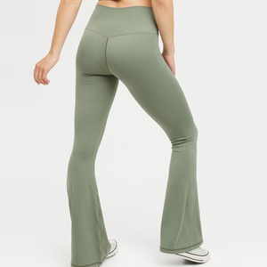 Pantalones con logotipo personalizado para mujer, pantalón de lona acampanado de primavera, cintura elástica media, pantalones planos de oficina para mujer, pantalones de pierna ancha 2026 - Product Image 2