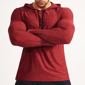 Sweat-shirts de sport à capuche pour hommes, compression, logo personnalisé, séchage rapide, respirant, motif uni, poche, teinture unie, pour l'hiver et les activités de plein air - Product Image 5