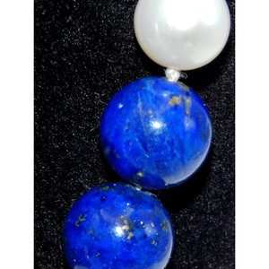 Straordinaria Lapis in oro 14K accentato e collana di perle di qualità gemma! - Product Image 5