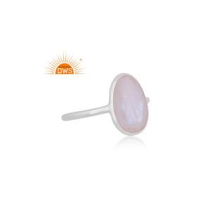 Best Selling Fine Sterling Silver Natural Rainbow Moon Stone Gemstone Stackable Ring Custom Jewelry For Women Gift For Her - Product Image 3