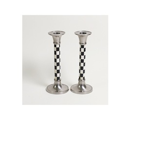 Bone Inlay Candle Holder New Look Stainless Steel and Bone Inlay Candle Pillar for Best Selling for Home Decorate - Product Image 1