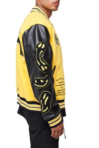 Chaqueta Varsity de lana de alta calidad para hombre, cómoda, color sólido personalizado con mangas de cuero de talla grande para primavera - Product Image 4