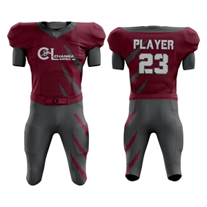 Dernier design d'uniforme de football américain pour hommes adultes, manches courtes, respirant, séchage rapide, 100% polyester, nom et logo d'équipe personnalisés - Product Image 3