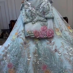 Designer Party Wear Lehenga With 4 meter <b>flared</b> <b>Sequins</b> Embroidery Cut Work - Product Image 1