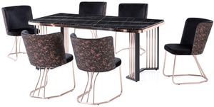 Élégant ensemble de salle à manger 1 table et 6 chaises pour la cuisine - Product Image 3