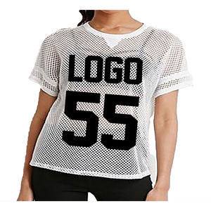 Boxy Fit Lưới T-Shirts Cắt Jersey Cao Đường Phố Thể Thao Đường Phố Mặc Với Thiết Kế Trống Mẫu Thư Boxy Phù Hợp Với Lưới T-Shirts - Product Image 4