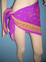 Kimono en coton et soie viscose pour femmes Triangle Sarong paréo avec gland noeud avant manches courtes Mini jupe plage couvrir adultes