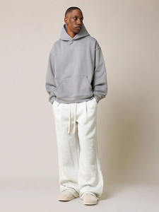 Nuevos deportes de alta calidad Sudadera con capucha gris de gran tamaño logotipo personalizado 100% algodón polar invierno gota hombro sudaderas con capucha hombres - Product Image 5