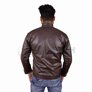 Chaqueta de cuero para hombre slim fit elegante moto look forro transpirable bolsillos con cremallera frontal construcción duradera ideal para el uso diario - Product Image 5