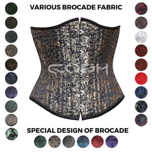 คอร์เซ็ตแบบผูกเชือกสไตล์วินเทจพร้อมลายดอกไม้สีทองที่ประณีตสำหรับการแต่งกายสไตล์โกธิคหรือสตีมพังก์ - Product Image 5