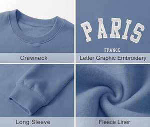 Sudadera con Capucha para Mujer, Diseño Clásico, Cuello Redondo, Manga Larga, Felpa Suave, Logotipo de París, Venta al por Mayor - Product Image 5