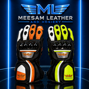 Gants de course en cuir PU respirant et protecteur, à doigts entiers, avec fermeture à boucle, design à panneaux, unisexe, pour utilisation en moto - Product Image 3