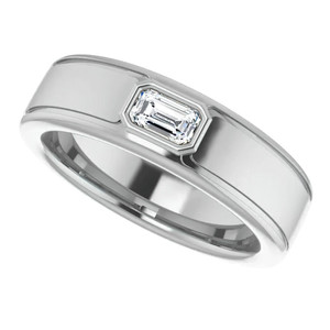 Bague de mariage unisexe SHREYA DIAM en argent 925 plaqué rhodium avec moissanite émeraude sertie à griffes de 0,27 ct, design géométrique classique - Product Image 5