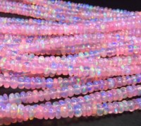 Perles d'Opale Éthiopienne Feu Rose Naturel de Haute Qualité, 16 pouces, 3,5-5 mm, Rondelles Lisses Polies, pour Fabrication de Bijoux DIY