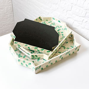 Bandeja de Servicio Decorativa de Lujo, Hecha a Mano en Vietnam, con Incrustaciones de Madreperla, Geométrica, Pulida, Elegante, Duradera y Ecológica, para Hotel - Product Image 3