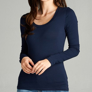 Camisetas de entrenamiento para correr de manga larga transpirables de secado rápido de LICRA básico de algodón liso para mujer - Product Image 3