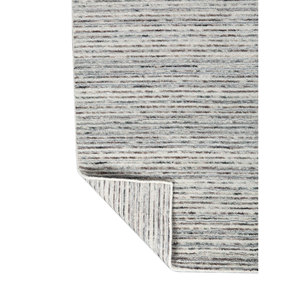 Alfombra de Lana Hecha a Mano Contour Blue, Alfombra Clásica a Rayas de Viscosa para Sala de Estar, Alfombra Rectangular con Patrón de Diamantes para Pasillo Hwl-365 - Product Image 5