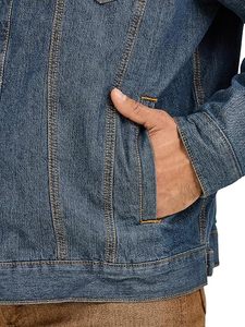 Men's Windproof Casual Denim <b>Jacket</b> Sherpa Lined Turn-down Collar <b>Western</b> Style Winter Outerwear - Product Image 3