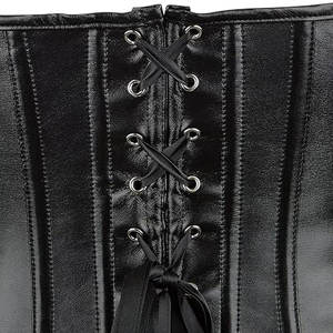 Top Trending Black Pvc <b>Corset</b> body Shaper Satin Under bust <b>Corset</b> With <b>Steel</b> <b>Boned</b> Leather Waist Cincher Sexy Mature <b>Corset</b> - Product Image 4