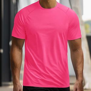 Microfibra nuevo estilo Formal 100% poliéster manga corta cuello redondo diseño sólido secado rápido tejido gimnasio camiseta para hombres - Product Image 4