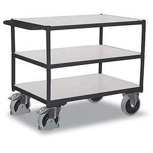 Carretilla de Mesa Variofit Resistente ESD con 3 Estantes de Carga, Capacidad de 400 Kg, Neumáticos de Goma Sólida PE, Cuatro Ruedas, Uso Industrial, Marco OEM - Product Image 1