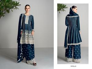 Costume pakistanais en soie organza lourde de haute qualité avec séquence de broderie pour vêtements de fête fourni par le fabricant indien - Product Image 5