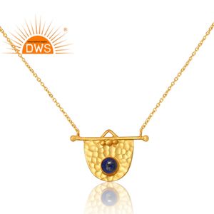 Nuevas llegadas 925 plata esterlina 18K chapado en oro Natural Lapis piedra preciosa colgante collar diseño Demi joyería fina fabricante - Product Image 2