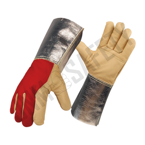 ถุงมืองานเชื่อมแบบ TIG ทำจากหนังวัวหุ้มข้อทำจากอะลูมิเนียมใช้ป้องกันความร้อนสูง - Product Image 2