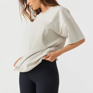 Camiseta de Algodón Regular 2025 para Uso Diario Informal, Diseño Sólido, Tallas Grandes para Mujer, Decoración con Logotipo, Anti-Pilling, Secado Rápido - Product Image 6