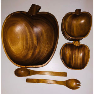 Juego de cena de madera superior respetuoso con el medio ambiente, tazones y cucharas, clásico, nuevo y elegante, juego de mesa para el hogar y el restaurante, juego de cena de comida - Product Image 4