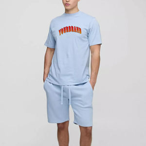 Venta caliente Nueva llegada Ropa casual de calidad superior Conjunto de verano para hombres 100% Algodón Ligero Camiseta de 2 piezas y conjunto corto - Product Image 4