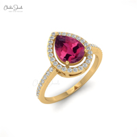 Meilleures ventes Nouveau produit 8x6mm Tourmaline rose taille poire Diamant Halo Anneau 14k Fine Gold Wholesale Designer Jewelry Livraison gratuite