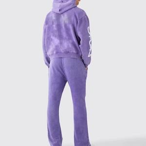 <b>Top</b> Trending Acid Wash Sweatsuit <b>Distressed</b> Embroidery Logo Design OEM Service Best Quality Fabric Cotton Fleece 450 GSM - Product Image 4