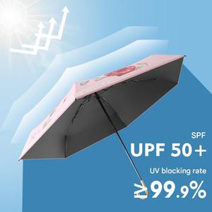Paraguas Pequeño YU XIN <span class=keywords><strong>de</strong></span> Lujo, Manual, Plegable en Cinco Secciones, Mango <span class=keywords><strong>de</strong></span> Acero Inoxidable con Revestimiento Negro, Protección UV, 6 Varillas, Ultraligero y Resistente al Sol - Product Image 3