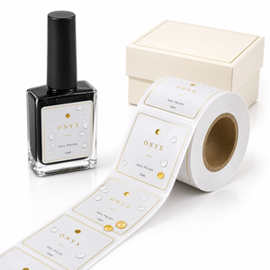 Etiquetas Minimalistas <span class=keywords><strong>para</strong></span> Botellas de Esmalte de Uñas con Estampado en Caliente, Rollo de <span class=keywords><strong>Vinilo</strong></span> Autoadhesivo Resistente al Agua y al Aceite, Cualquier Tamaño, Fabricante - Product Image 1