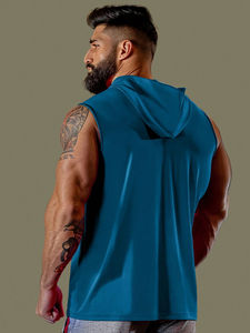 Men Workout Hooded Tank Tops Sports <b>Bodybuilding</b> Stringer Muscle Cut Off <b>T</b> <b>Shirt</b> Men's Sleeveless Gym Hoodies - Product Image 2
