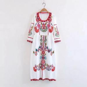 Vestido largo de verano con bordado geométrico, moda de fábrica, estilo bohemio, 2022 - Product Image 1