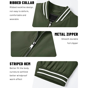 Vente en gros de vestes zippées universitaires coupe-vent unisexes à la mode personnalisées veste de baseball décontractée Streetwear en polyester pour hommes à manches longues - Product Image 4