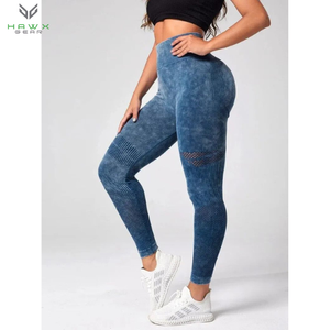 Collants de Sport élastiques taille haute pour femmes pantalons de Yoga de Fitness sans couture Scrunch bout à bout Spandex/Leggings en Nylon pour vêtements de sport teints - Product Image 3