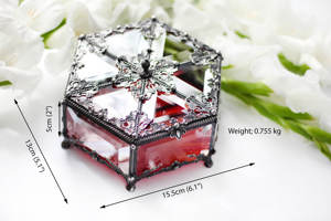 Cajas de joyería antiguas Venta al por mayor Anillo único de lujo Collar Colgante Pulsera Joyería Anillo Caja para compromiso Caja de metal de vidrio - Product Image 4