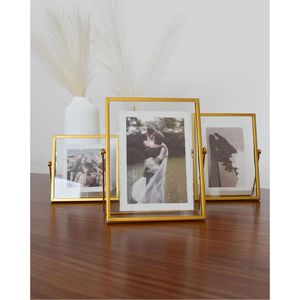 Cadre photo flottant transparent minimaliste, cadre en verre géométrique doré en métal pour l'affichage de spécimens pressés, décoration de la maison et du bureau - Product Image 5