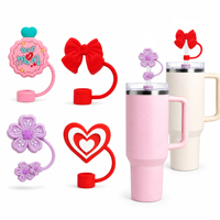 Set Hadiah Hari Ibu 3D Silikon Kustom Penutup Sedotan 10mm untuk Gelas Stanley Quencher 30oz 40oz ODM OEM Grosir