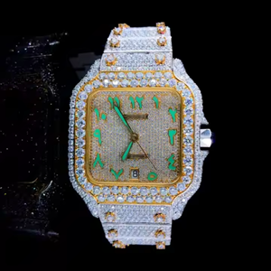 Reloj de cuarzo personalizado para hombre de moda VVS Iced Moissanite Diamonds caja de acero inoxidable esfera de cristal de forma cuadrada para moda deportiva - Product Image 1