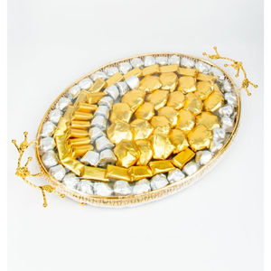 Finest Quality Golden Metal <b>Chocolate</b> Sweet Candies Tray <b>Wedding</b> Hotel Ware <b>Chocolate</b> Serving Platter For Home Decoration - Product Image 6