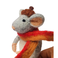 Jouet de souris en feutre, écharpe d'hiver, ornement en laine faite main, peluche, couverture, maille, mignon, écologique, décoration de Noël, fabriqué au Népal