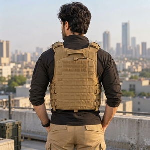 Men <b>Tactical</b> <b>Vest</b> Made With Durable Polyester Fabric Lightweight Construction Multiple Utility Pockets Secure Front Closure - Product Image 2