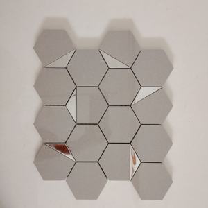 Tuiles d'élévation 73mm hexagone argent PVD carreau de mosaïque en céramique vitrifié au corps complet pour applications commerciales Applications intérieures - Product Image 1