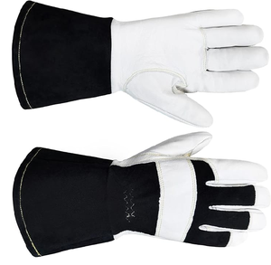 Gants de soudage TIG en cuir avec protection contre les coupures Caiman Gants de soudage Kontour en grain de chèvre blanc/or - Product Image 2