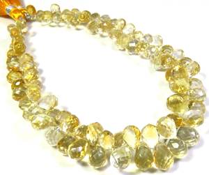 ลูกปัด Briolette ทรงหยดน้ำตา6.5-10มม. สีเหลืองมะนาวธรรมชาติ9 "สายอัญมณีหลวมเล่นสีชั้นยอด - Product Image 1